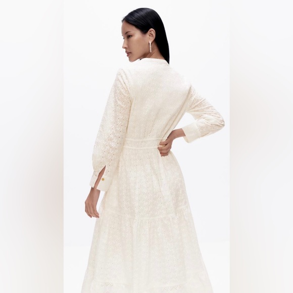 ZARA MIDI RUFFLED COMBINED PERFORATED EMBROIDERY DRESS - Picture 3 of 13
